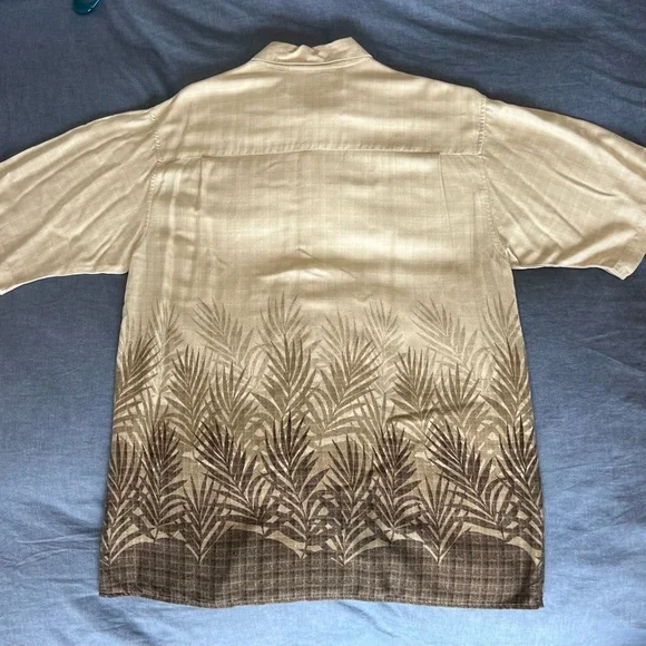 Tropical Beige and Brown Palm Print Shirt - Picture 7 of 7